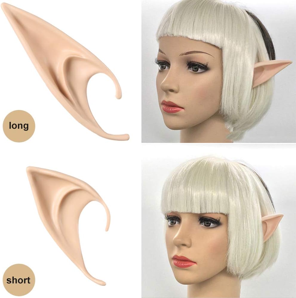 FRESHME Fairy Pixie Elf Ears - Cosplay Soft Pointed Ears Elven Masquerade Vampire Fairy Ears Makeup Costume Accessories
