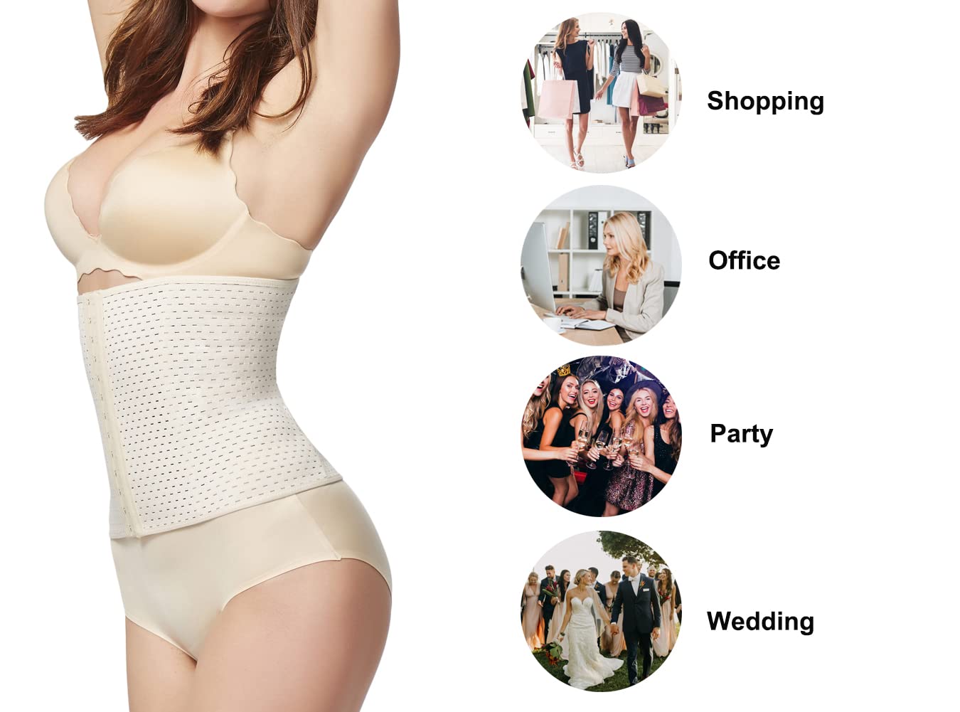 KSKshape Waist Trainer Shapewear For Weight loss Tummy Control Body Shaper Breathable Waist Cincher