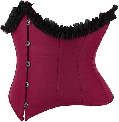 Jutrisujo Underbust Corset Top Bustier Women Lace up Boned Gothic Waist Trainer Fashion Plus Size