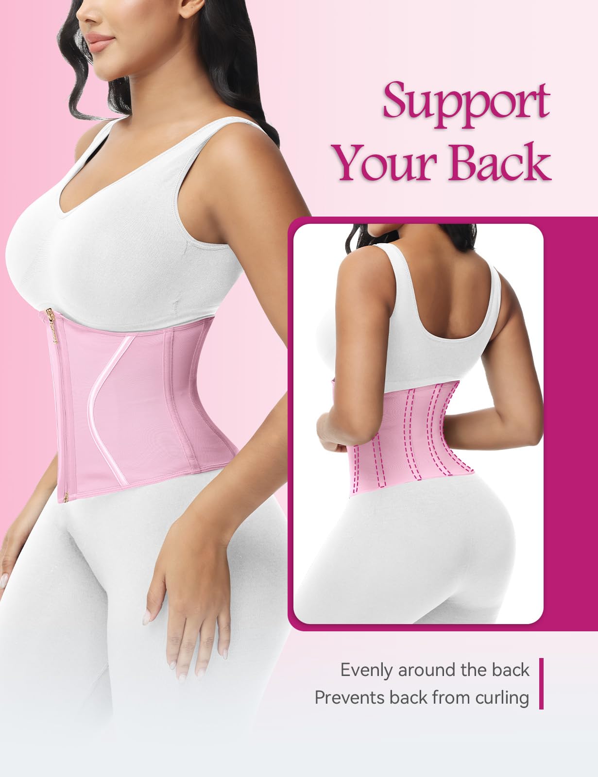 SHAPSHE Short Torso Waist Trainer for Women Corset Waist Cincher Shapewear Tummy Control Workout Hourglass Body Shaper