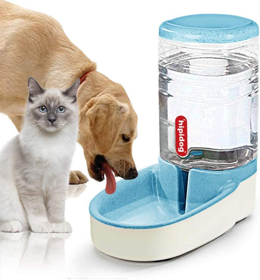 Automatic Cat Feeder Automatic Dog Water Dispenser 1 Gallon Double Bowl Design for Cats or Small Pets (Blue Water) Pet's Supplies |