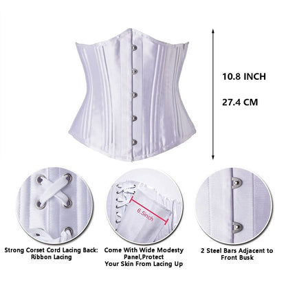 Women Heavy Spiral 26 Steel Boned Underbust Corset Satin Heavy Duty Waist Training Shaper Cincher