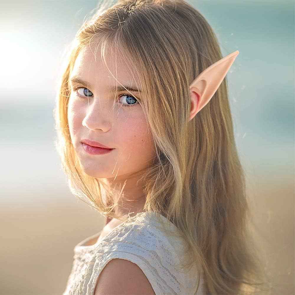 FRESHME Fairy Pixie Elf Ears - Cosplay Soft Pointed Ears Elven Masquerade Vampire Fairy Ears Makeup Costume Accessories