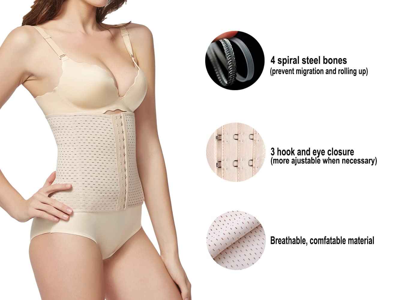 KSKshape Waist Trainer Shapewear For Weight loss Tummy Control Body Shaper Breathable Waist Cincher