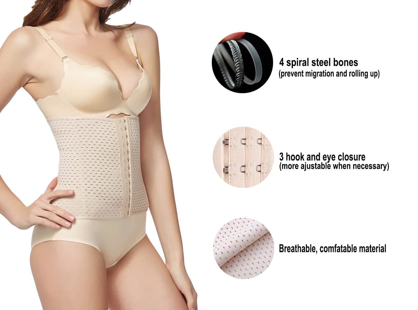 KSKshape Waist Trainer Shapewear For Weight loss Tummy Control Body Shaper Breathable Waist Cincher