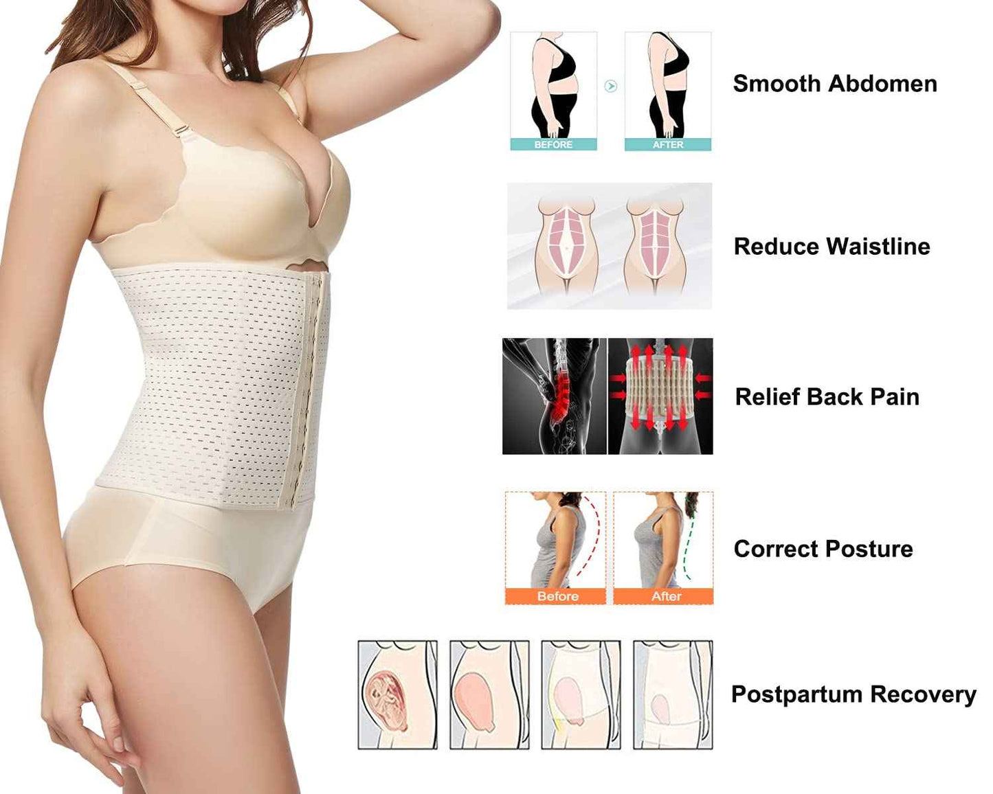 KSKshape Waist Trainer Shapewear For Weight loss Tummy Control Body Shaper Breathable Waist Cincher