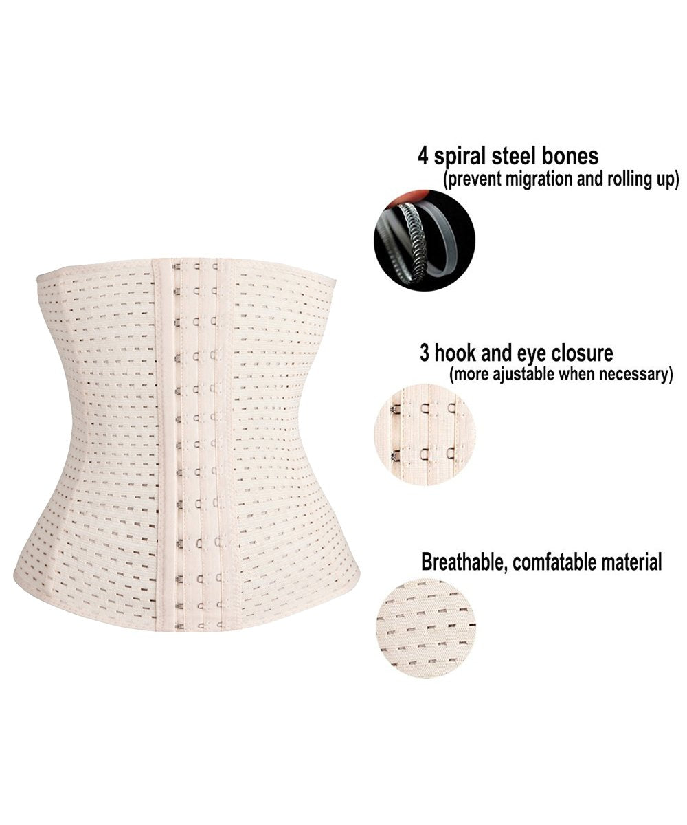 FUT Waist Trainer for Women Tummy Control Body Shaper Waist Cincher Shapewear with Steel Bones