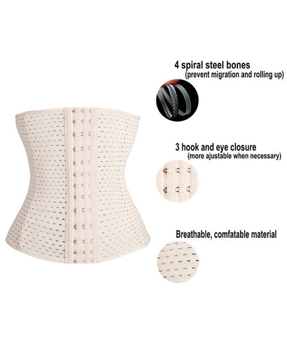 FUT Waist Trainer for Women Tummy Control Body Shaper Waist Cincher Shapewear with Steel Bones