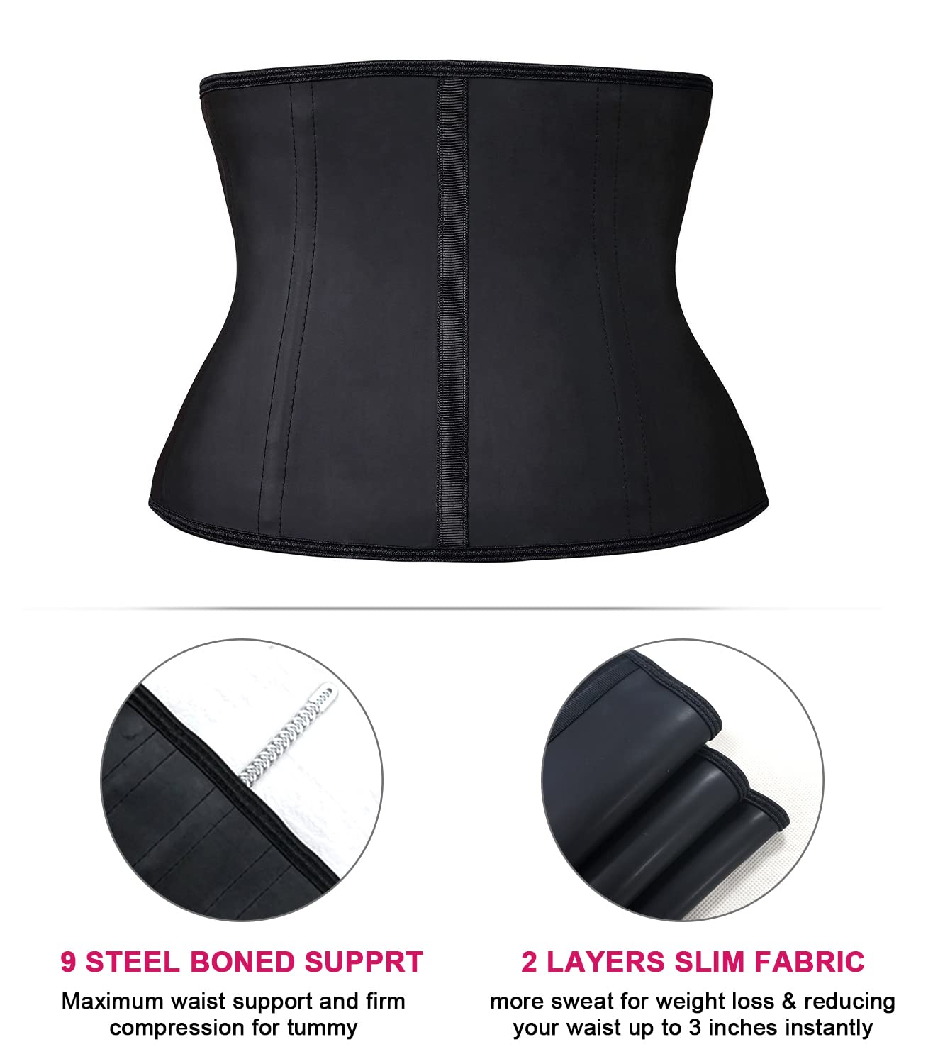 YIANNA Waist Trainer for Women Latex Underbust Waist Cincher Corset Sport Girdle Hourglass Body Shaper