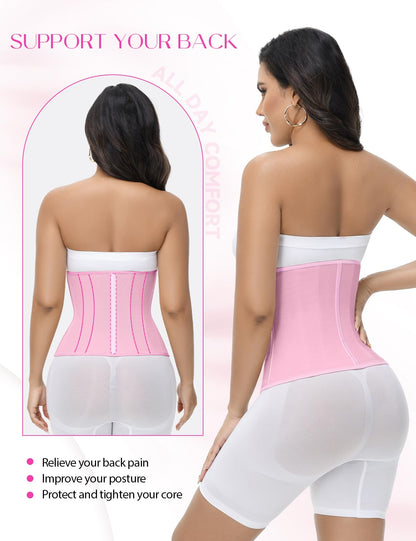 SHAPSHE Waist Trainer for Women Tummy Control Workout Waist Cincher Corset Shapewear Postpartum Body Shaper with Zipper Hook