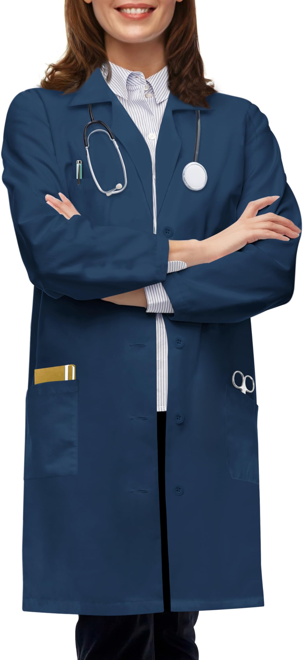 NY Threads Professional Lab Coat for Women, Long Sleeve Medical Coat