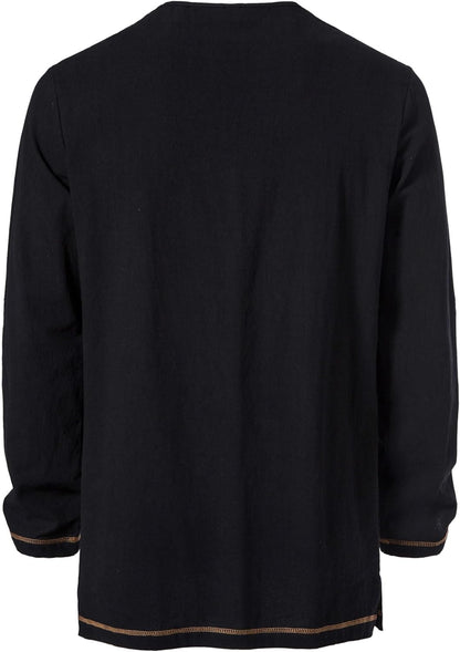 Men's Pure Cotton Vintage Lace Up Shirts for Pirate Renaissance Viking Medieval Costume Without Belt