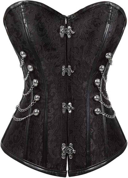 Kranchungel Corsets for Women Plus Size Faux Leather Steampunk Corset Top Zipper Bustier