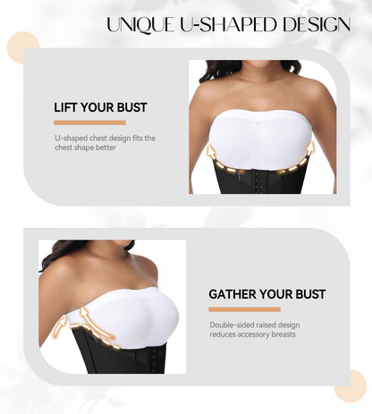 SHAPSHE Waist Trainer For Women Tummy Control Corset Waist Cincher Shapewear Workout Faja Body Shaper With Hooks