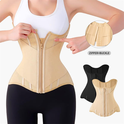 Waist Cincher for Women Shapewear Workout Girdle Tummy Control Shaper Slimming Waist Trainer Corset with Zipper