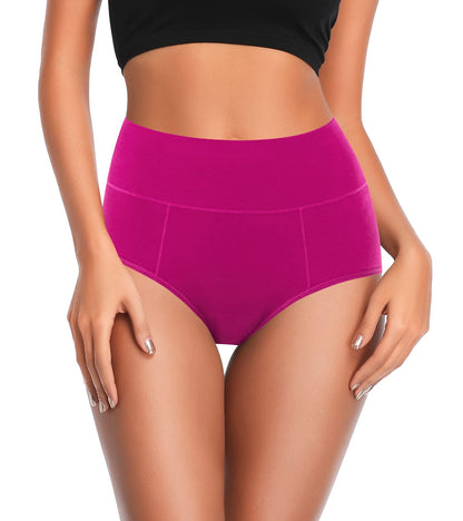 ASIMOON Tummy Control High Waisted Underwear for Women Cotton Plus Size Full Coverage Panties Ladies Briefs