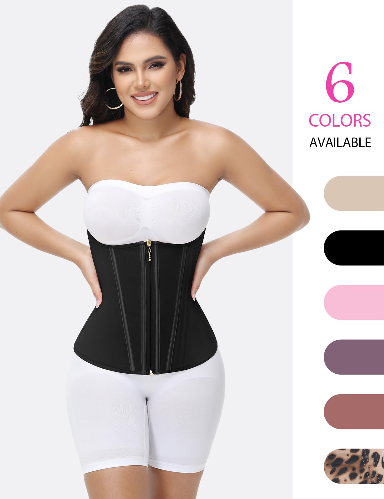 SHAPSHE Waist Trainer for Women Tummy Control Workout Waist Cincher Corset Shapewear Postpartum Body Shaper with Zipper Hook