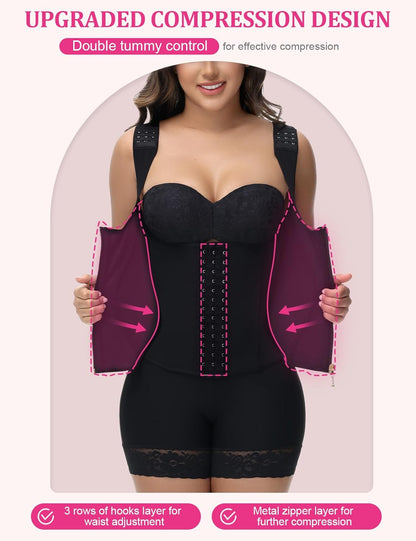 SHAPSHE Waist Trainer for Women Tummy Control Corset Sport Workout Body Shaper Compression Vest for Postpartum Gym with strap