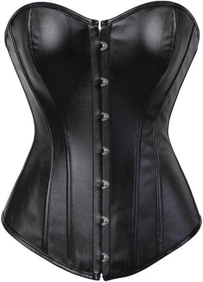 Kranchungel Corsets for Women Plus Size Faux Leather Steampunk Corset Top Zipper Bustier