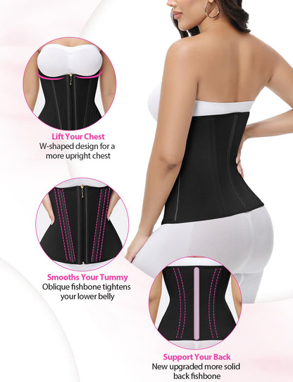 SHAPSHE Waist Trainer for Women Tummy Control Workout Waist Cincher Corset Shapewear Postpartum Body Shaper with Zipper Hook