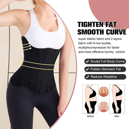 Waist Cincher for Women Shapewear Workout Girdle Tummy Control Shaper Slimming Waist Trainer Corset with Zipper