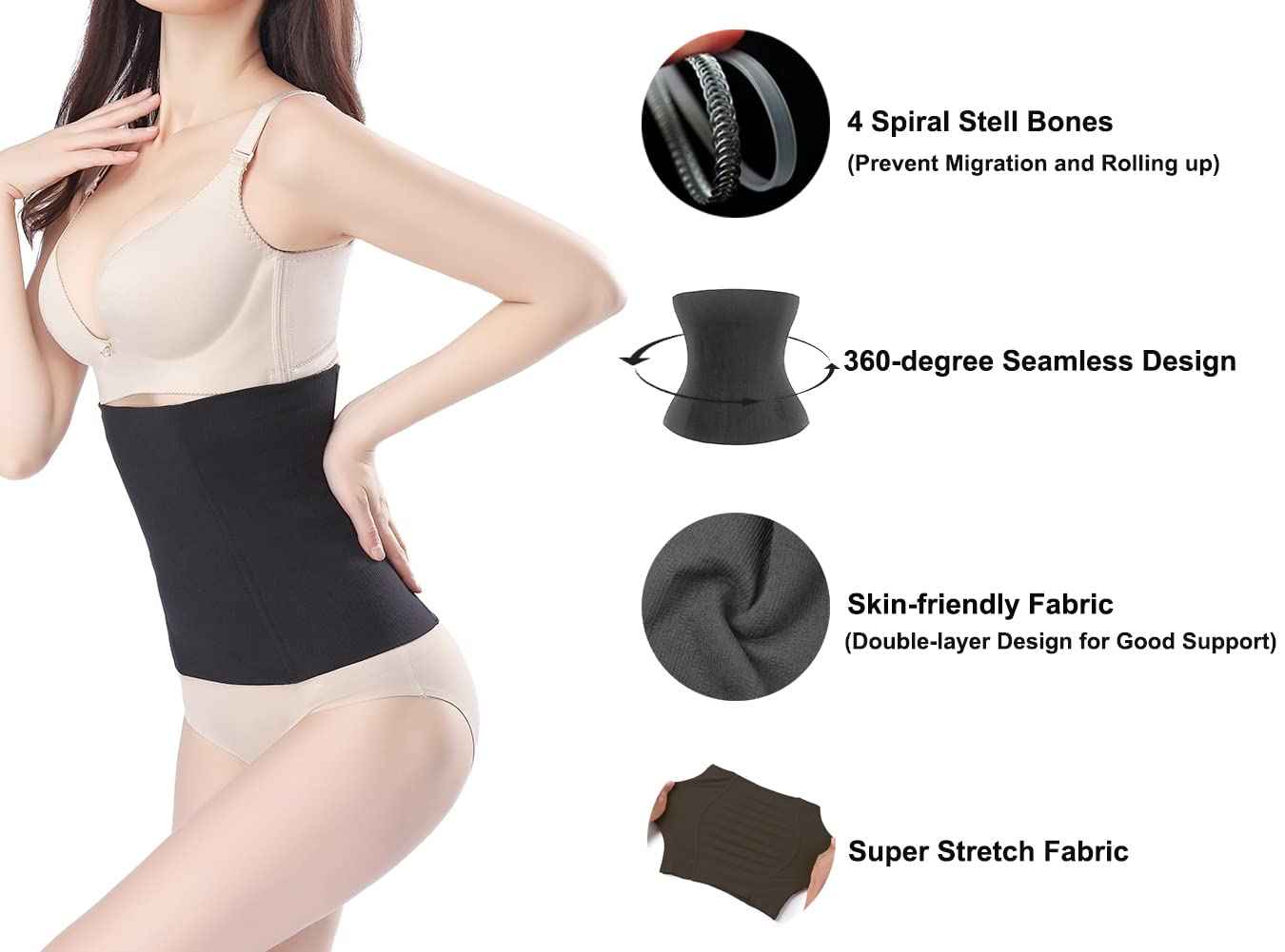 KSKshape Waist Trainer Shapewear For Weight loss Tummy Control Body Shaper Breathable Waist Cincher
