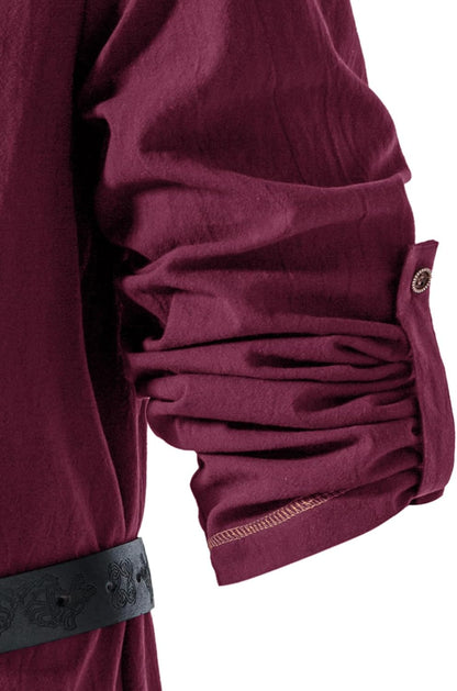 Men's Pure Cotton Vintage Lace Up Shirts for Pirate Renaissance Viking Medieval Costume Without Belt