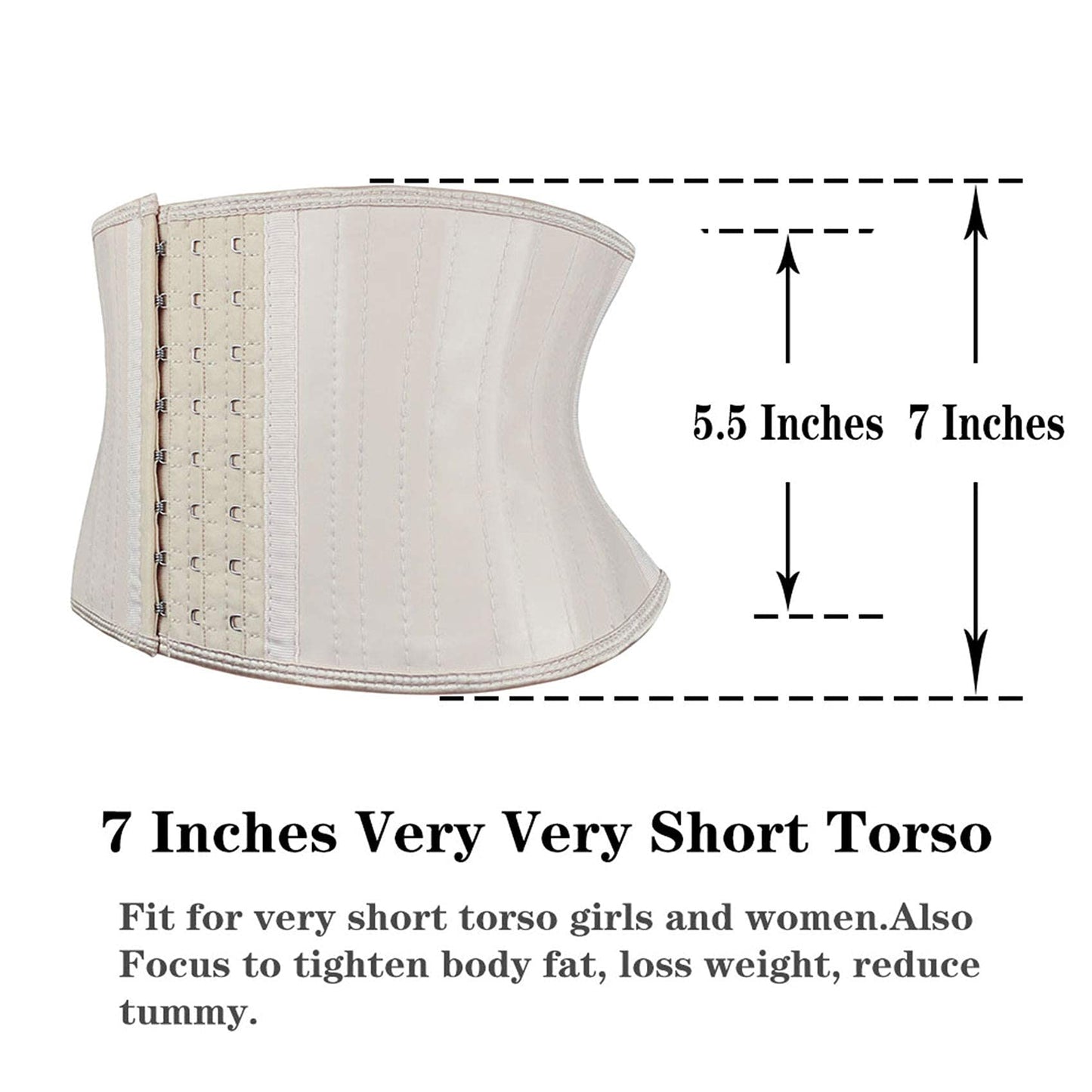 Atbuty Super Short Torso Waist Trainers Cincher Corset Tummy Shaper Slimming Latex Girdle