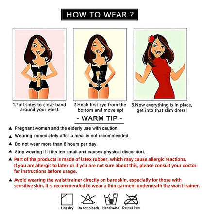YIANNA Waist Trainer for Women Latex Underbust Waist Corsets Cincher Hourglass Body Shaper 4 Hooks