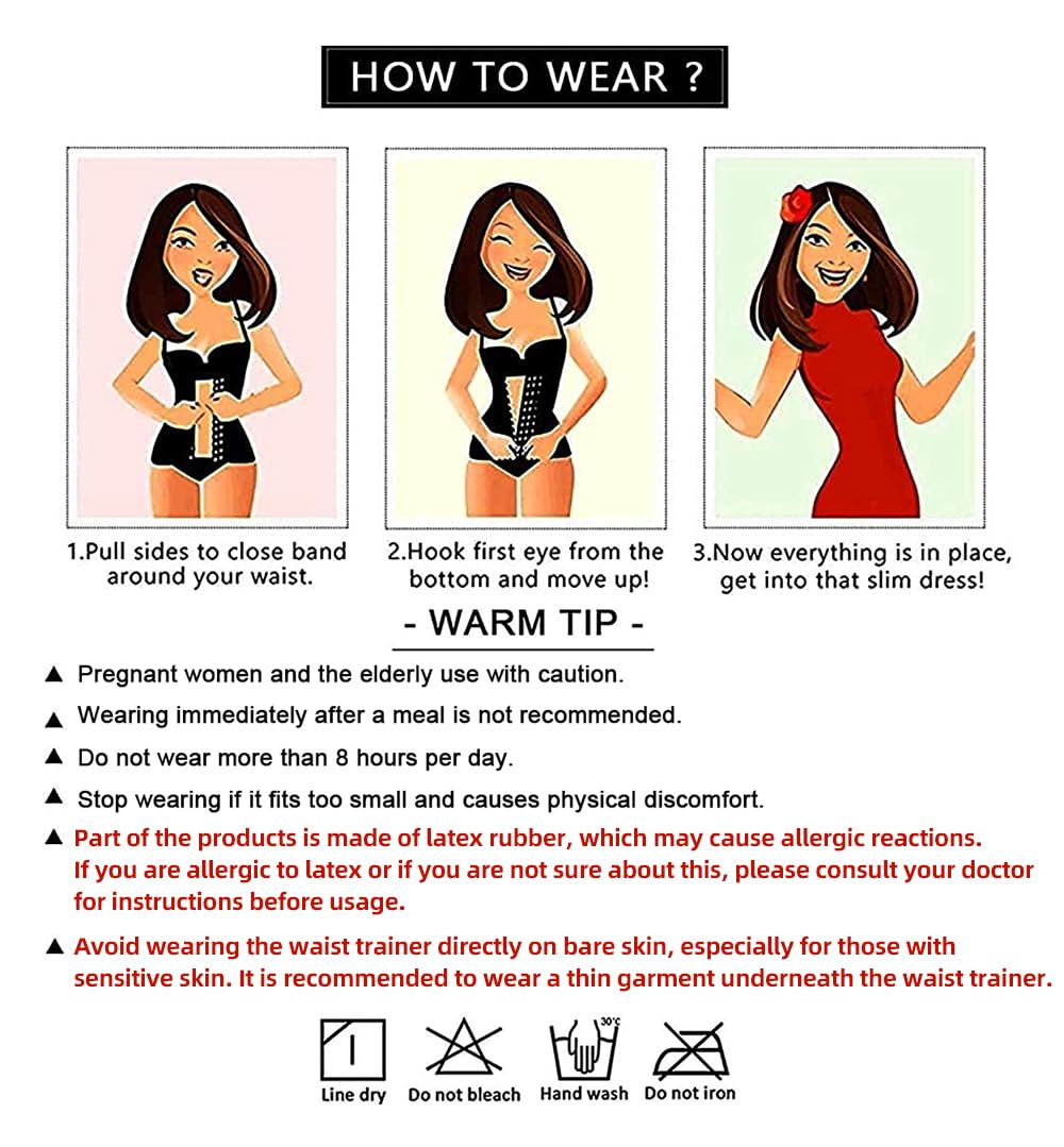 YIANNA Waist Trainer for Women Latex Underbust Waist Corsets Cincher Hourglass Body Shaper 4 Hooks