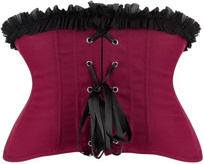 Jutrisujo Underbust Corset Top Bustier Women Lace up Boned Gothic Waist Trainer Fashion Plus Size