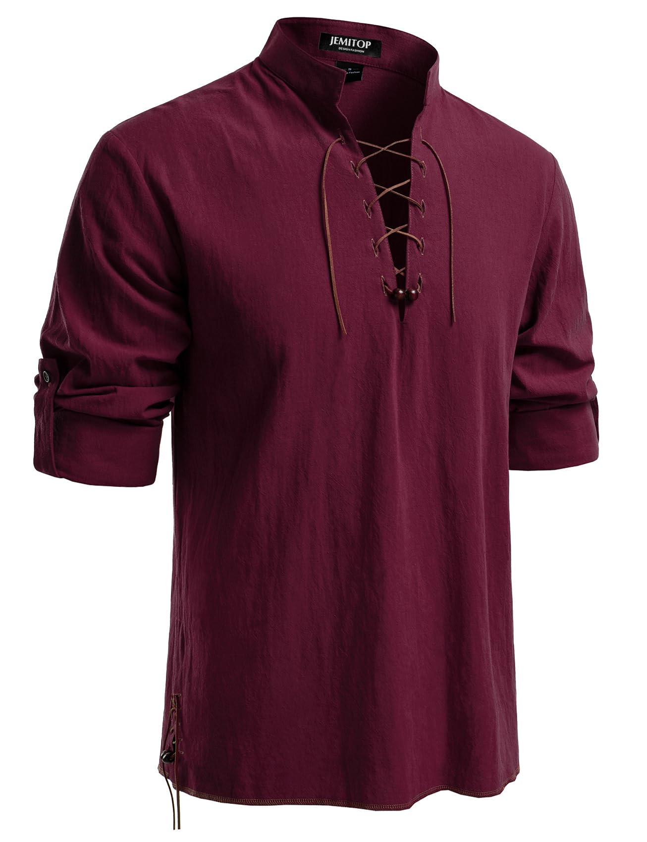 Men's Pure Cotton Retro Lace Up Shirts for Renaissance Pirate Viking Medieval