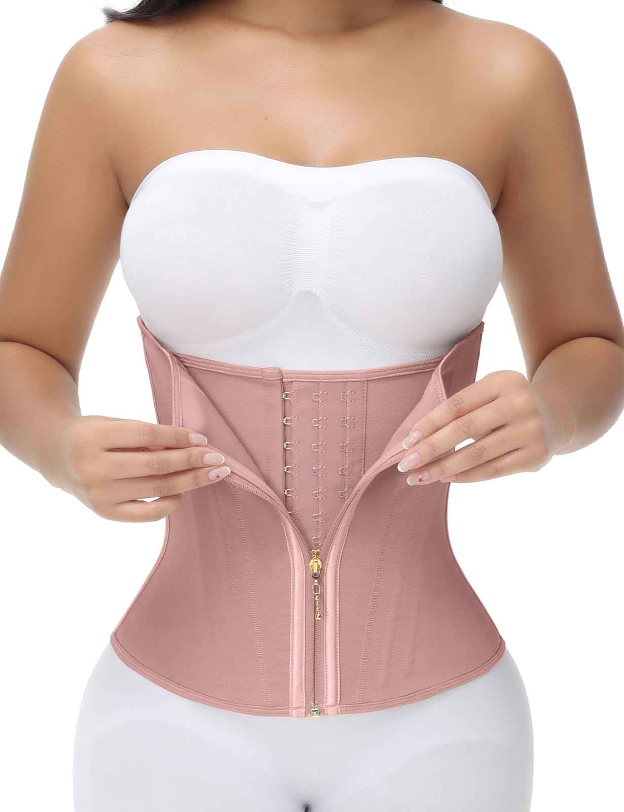 SHAPSHE Waist Trainer for Women Tummy Control Workout Waist Cincher Corset Shapewear Postpartum Body Shaper with Zipper Hook