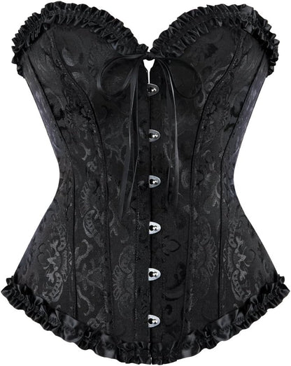 Zhitunemi Black Corset Top for Women Pirate Corsets Shapewear Steampunk Corset Overbust