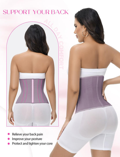 SHAPSHE Waist Trainer for Women Tummy Control Workout Waist Cincher Corset Shapewear Postpartum Body Shaper with Zipper Hook