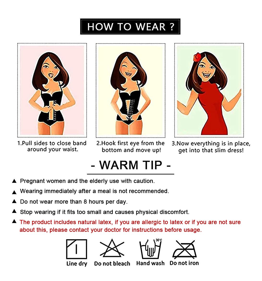 YIANNA Waist Trainer for Women Latex Underbust Waist Corsets Cincher Hourglass Body Shaper 4 Hooks