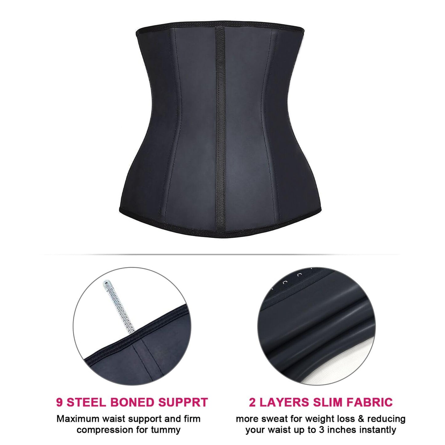 YIANNA Waist Trainer for Women Latex Underbust Waist Cincher Corset Sport Girdle Hourglass Body Shaper
