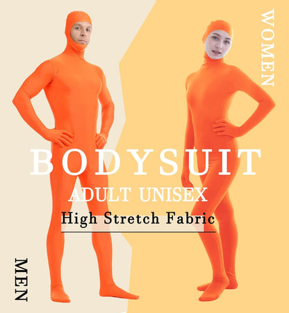 ATHX Men's and Women's Spandex Open Face Bodysuit Costume Adult Stretchy Halloween Cosplay Body Suit Zentai Suit Outfits