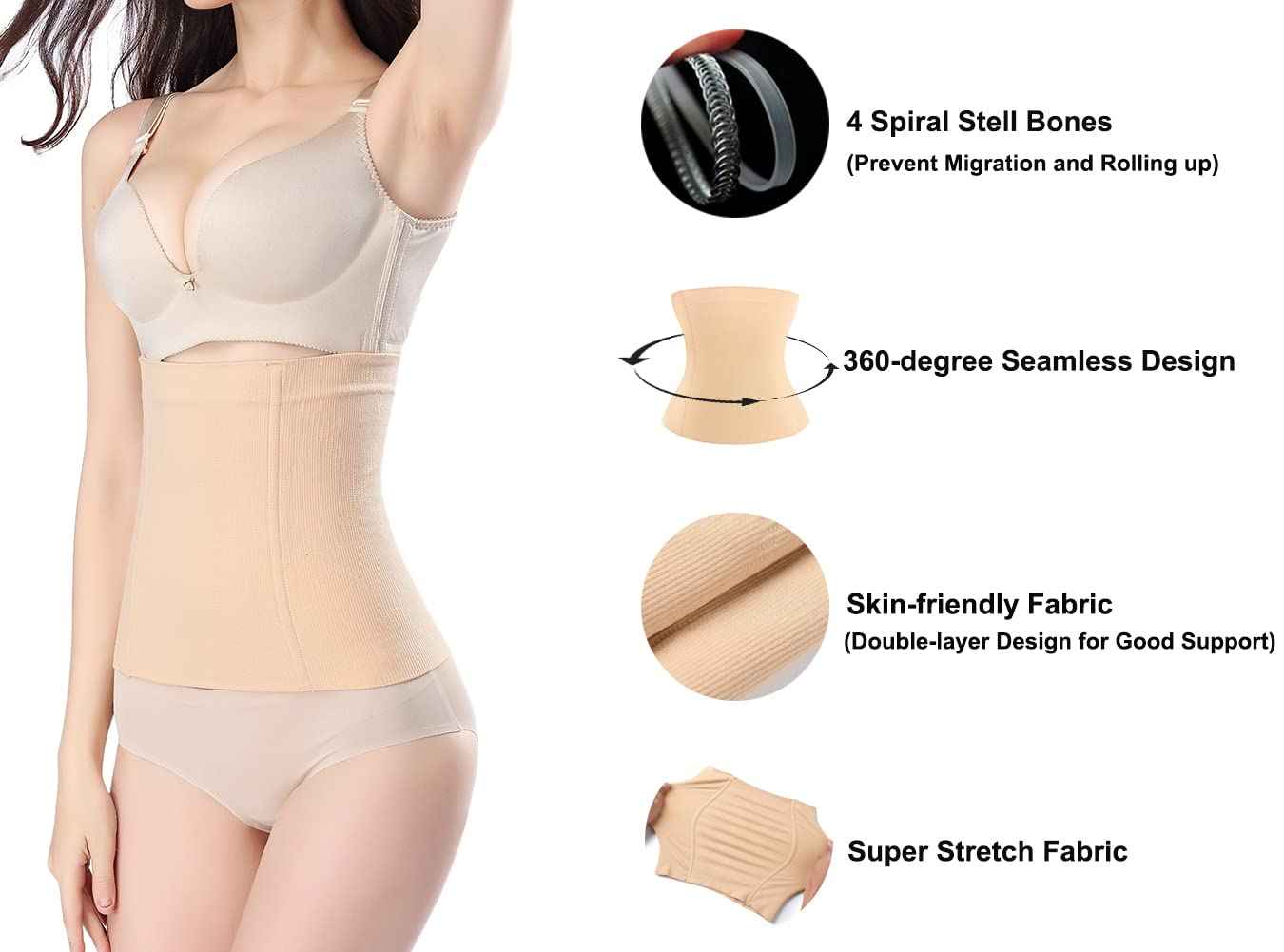 KSKshape Waist Trainer Shapewear For Weight loss Tummy Control Body Shaper Breathable Waist Cincher
