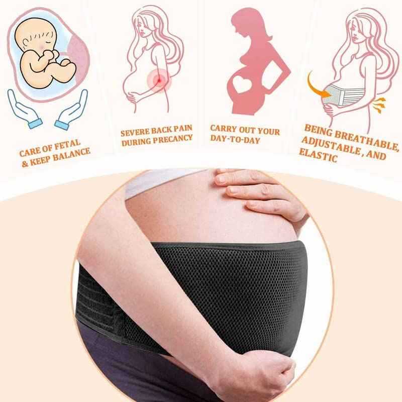 Belly Band for Pregnancy Maternity Belt Pregnancy Support Belt Bump Band Abdominal Brace Belt - Relieve Lower Back, Pelvic and Hip Pain (Black/One size)