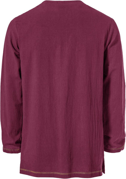 Men's Pure Cotton Vintage Lace Up Shirts for Pirate Renaissance Viking Medieval Costume Without Belt