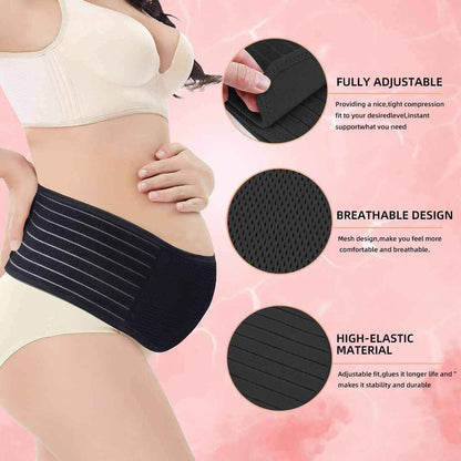Belly Band for Pregnancy Maternity Belt Pregnancy Support Belt Bump Band Abdominal Brace Belt - Relieve Lower Back, Pelvic and Hip Pain (Black/One size)
