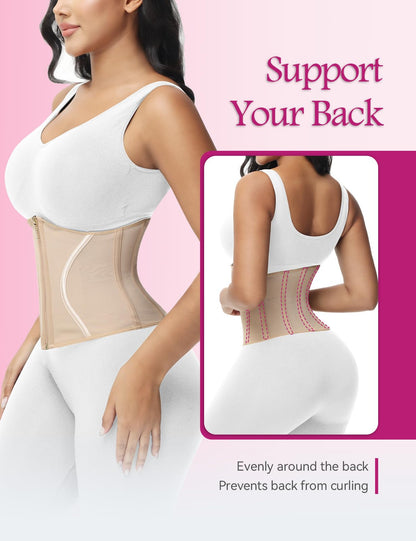 SHAPSHE Short Torso Waist Trainer for Women Corset Waist Cincher Shapewear Tummy Control Workout Hourglass Body Shaper