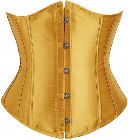 Jutrisujo Corset Underbust Lace up Boned Brocade Waist Training Plus Size