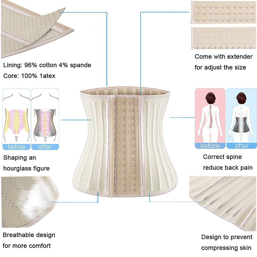 ECOWALSON Waist Trainer for Women - 9/25 Steel Bones & Additional Extender Cincher Corset for Hourglass body Shaper