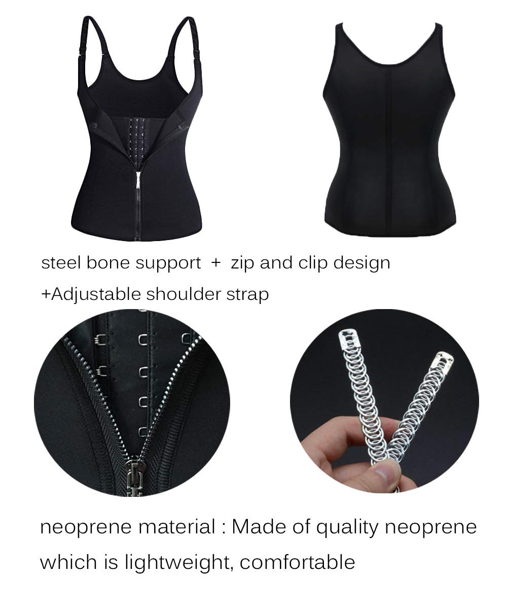 GainKee Clip and Zip Waist Trainer Corset Women Neoprene Worked Out Sweat Vest Body Shaper