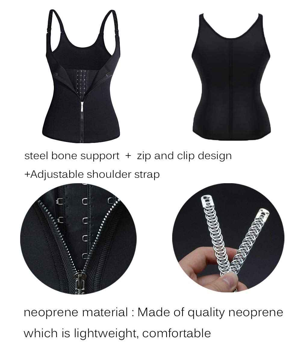 GainKee Clip and Zip Waist Trainer Corset Women Neoprene Worked Out Sweat Vest Body Shaper