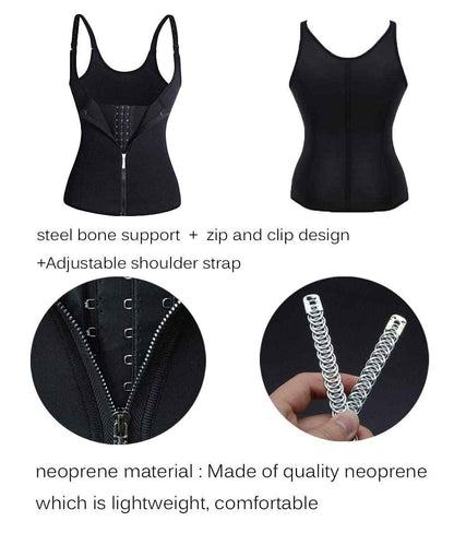 GainKee Clip and Zip Waist Trainer Corset Women Neoprene Worked Out Sweat Vest Body Shaper
