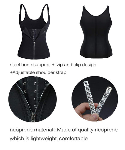GainKee Clip and Zip Waist Trainer Corset Women Neoprene Worked Out Sweat Vest Body Shaper