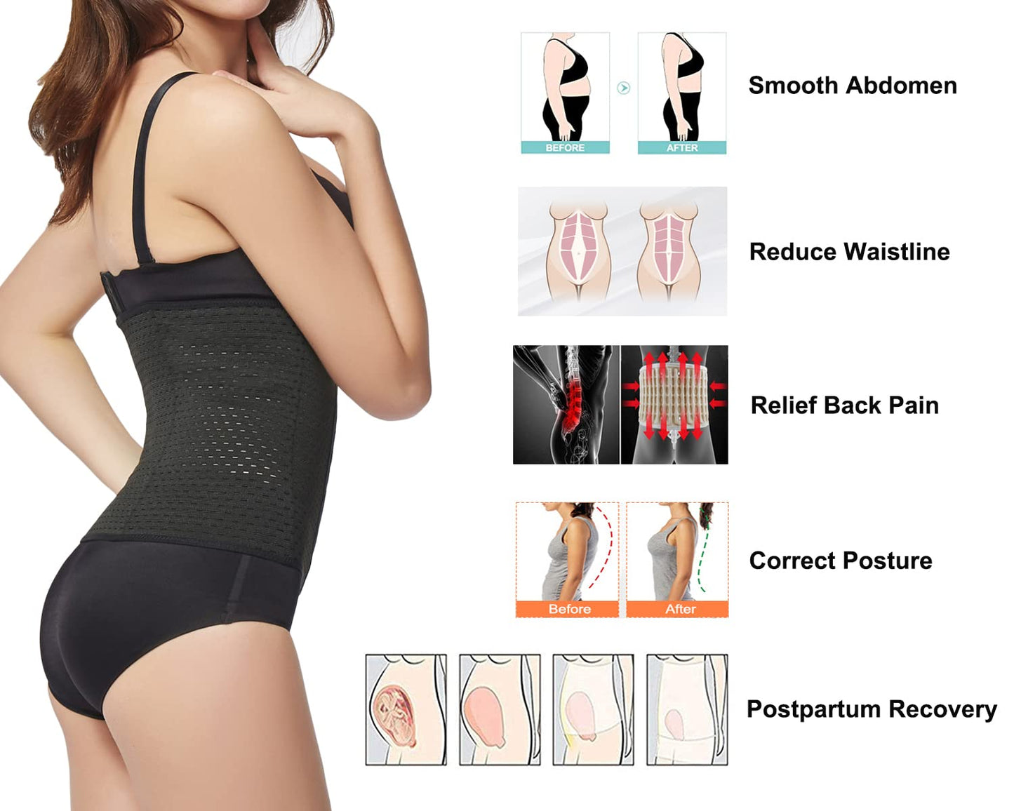 KSKshape Waist Trainer Shapewear For Weight loss Tummy Control Body Shaper Breathable Waist Cincher